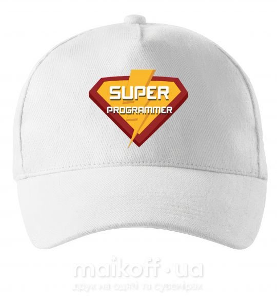 Кепка Super programmer logo Білий фото