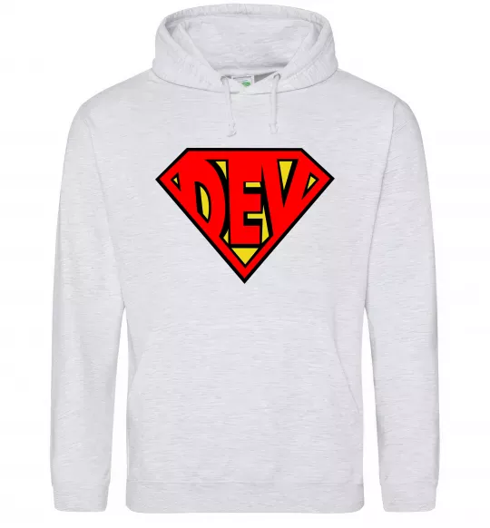 Женская толстовка (худи) Super dev Серый меланж фото