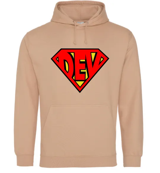 Женская толстовка (худи) Super dev Песочный фото