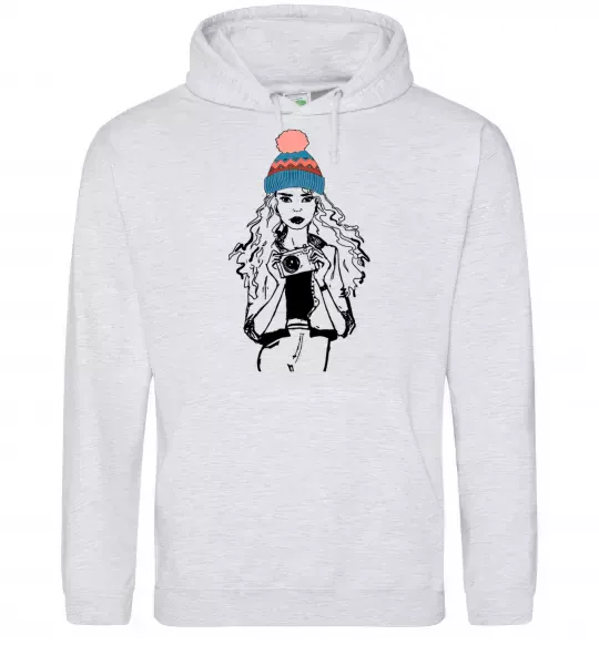 Жіноча толстовка (худі) Girl photo Сірий меланж фото