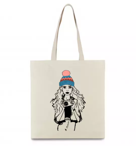 Еко-сумка Girl photo Бежевий фото