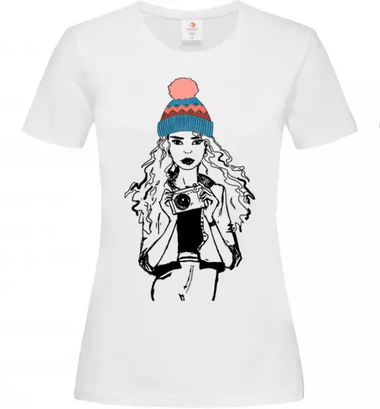 Женская футболка Girl photo Белый фото