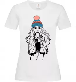 Женская футболка Girl photo Белый фото