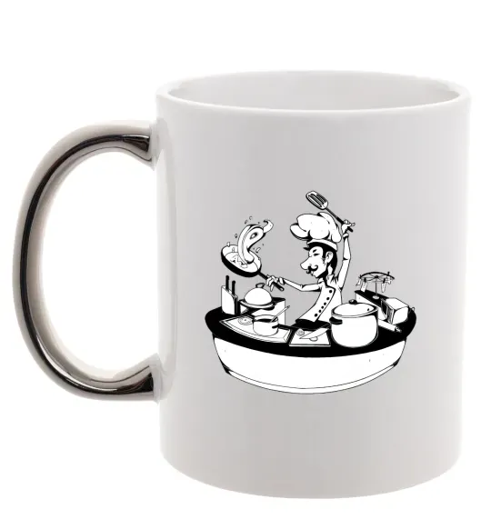 Чашка з кольоровою ручкою Cook chef Срібло фото