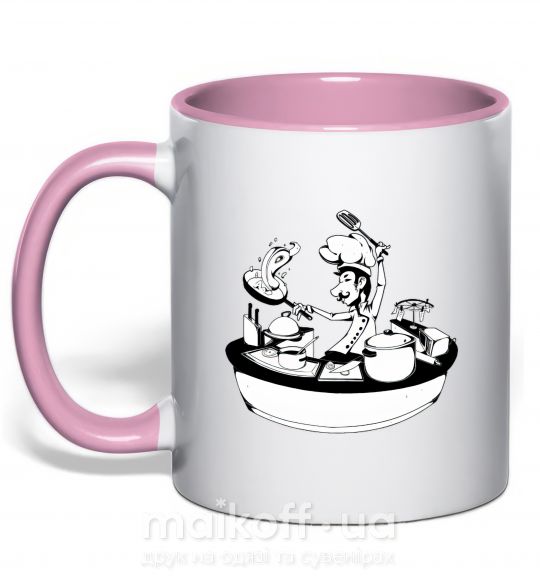 Чашка с цветной ручкой Cook chef Нежно розовый фото