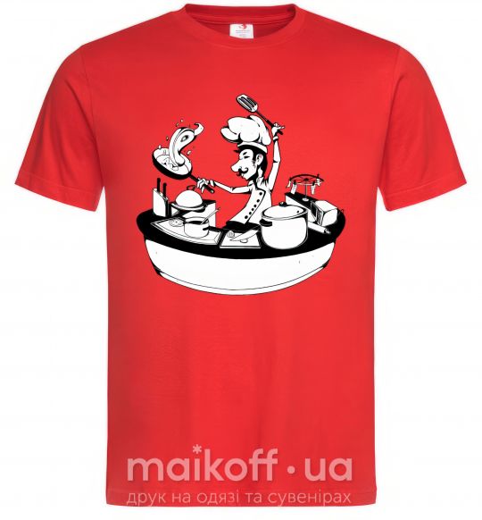 Мужская футболка Cook chef Красный фото