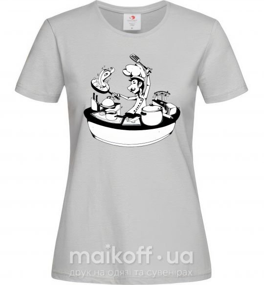 Женская футболка Cook chef Серый фото