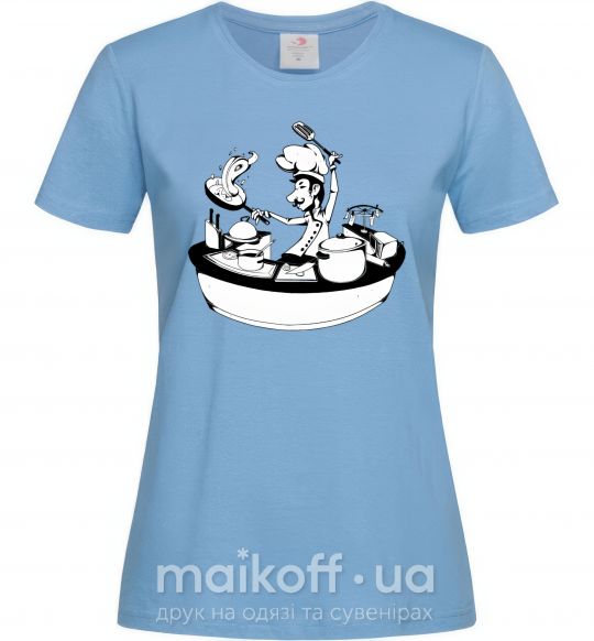 Женская футболка Cook chef Голубой фото