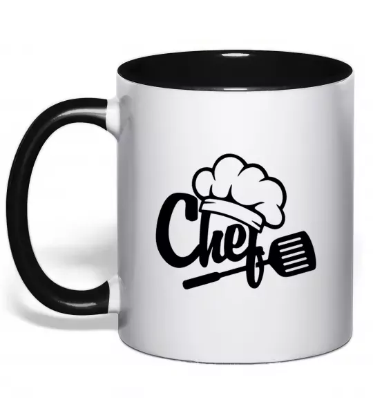 Чашка с цветной ручкой Chef hat Черный фото