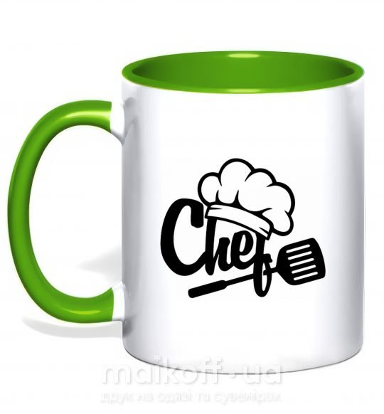Чашка з кольоровою ручкою Chef hat Зелений фото