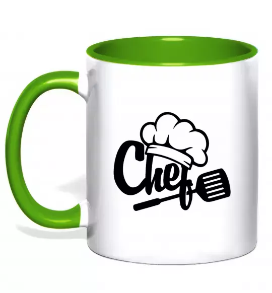 Чашка с цветной ручкой Chef hat Зеленый фото