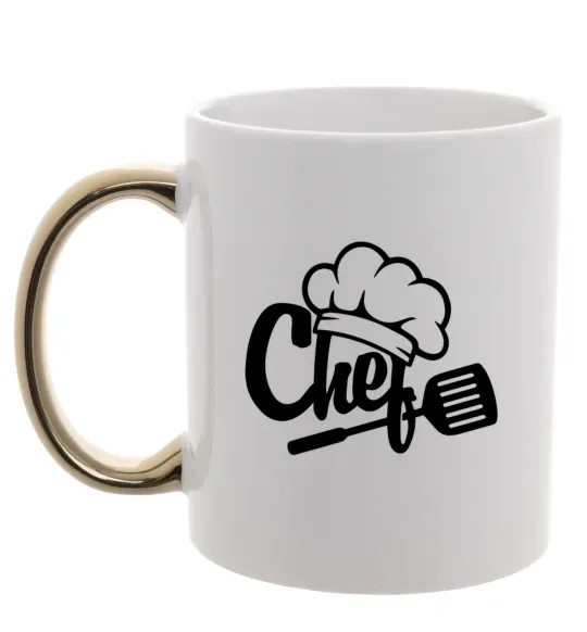 Чашка с цветной ручкой Chef hat Золото фото