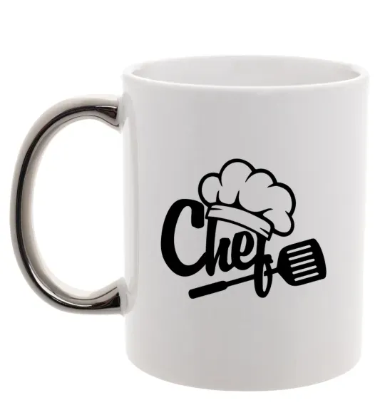 Чашка с цветной ручкой Chef hat Серебро фото