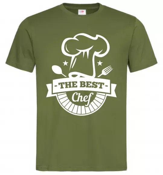 Чоловіча футболка The best chef Оливковий фото
