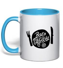 Чашка з кольоровою ручкою Bon appetite