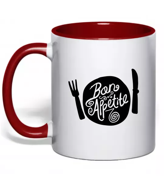 Чашка з кольоровою ручкою Bon appetite Червоний фото