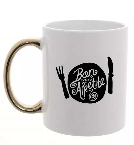 Чашка з кольоровою ручкою Bon appetite Золото фото