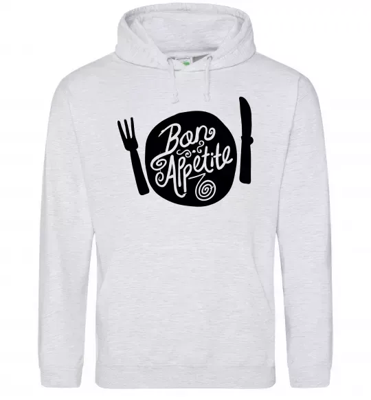 Мужская толстовка (худи) Bon appetite Серый меланж фото