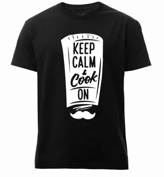 Чоловіча преміум футболка Keep calm and cook on Чорний фото