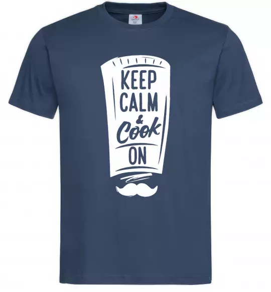 Мужская футболка Keep calm and cook on Темно-синий фото