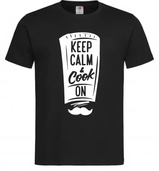 Мужская футболка Keep calm and cook on Черный фото