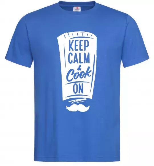 Мужская футболка Keep calm and cook on Ярко-синий фото