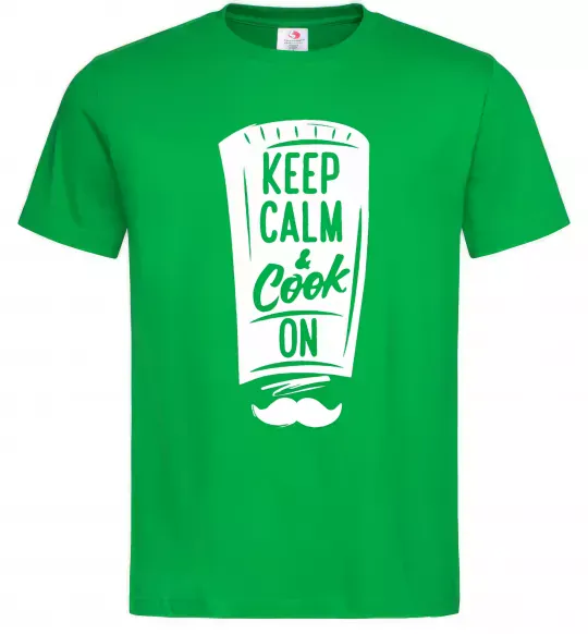 Мужская футболка Keep calm and cook on Зеленый фото