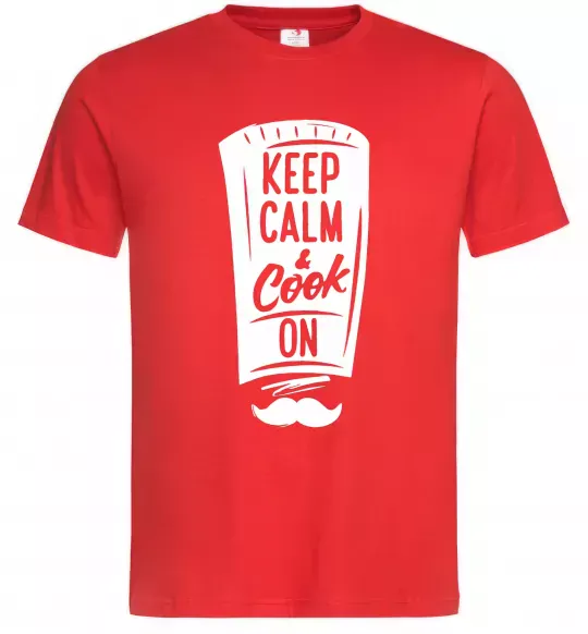 Мужская футболка Keep calm and cook on Красный фото