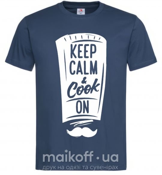 Мужская футболка Keep calm and cook on Темно-синий фото