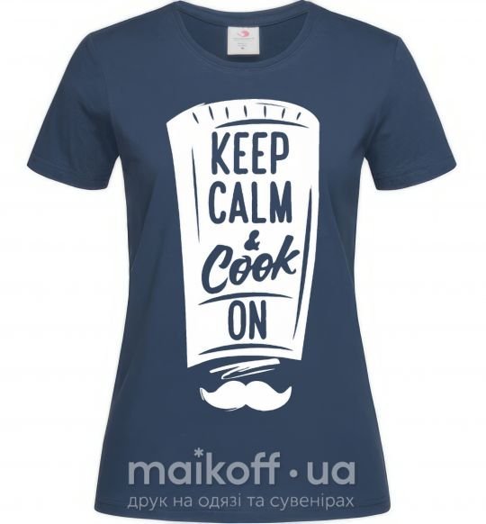 Жіноча футболка Keep calm and cook on Темно-синій фото
