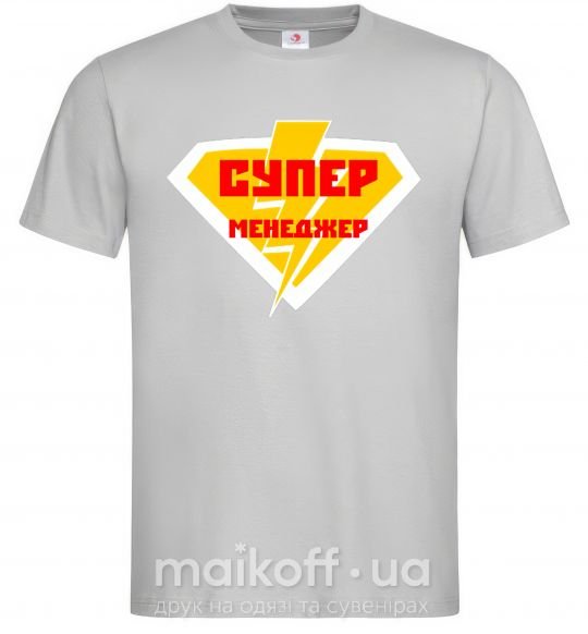 Мужская футболка Супер менеджер лого Серый фото