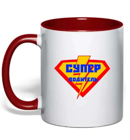 Чашка з кольоровою ручкою Супер водитель логотип Червоний фото