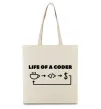 Еко-сумка Life of a coder Бежевий фото