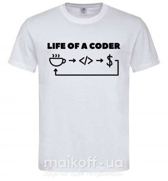 Чоловіча футболка Life of a coder Білий фото