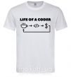 Мужская футболка Life of a coder Белый фото