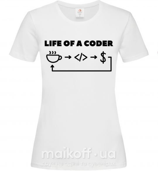 Женская футболка Life of a coder Белый фото