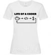 Жіноча футболка Life of a coder Білий фото