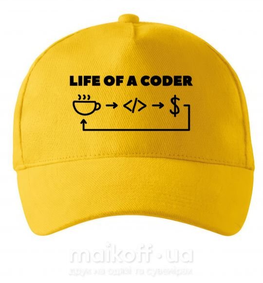 Кепка Life of a coder Сонячно жовтий фото