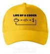 Кепка Life of a coder Сонячно жовтий фото