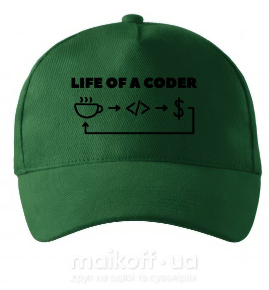 Кепка Life of a coder Темно-зелений фото