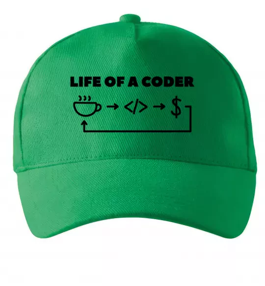 Кепка Life of a coder Зелений фото