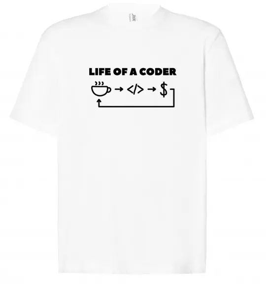 Футболка Оверсайз Life of a coder Білий фото