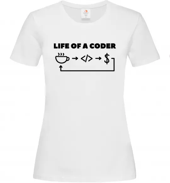 Жіноча футболка Life of a coder Білий фото