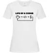 Жіноча футболка Life of a coder Білий фото