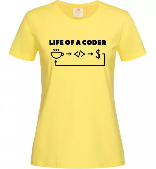 Жіноча футболка Life of a coder Лимонний фото