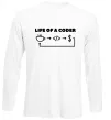 Лонгслив Life of a coder Белый фото