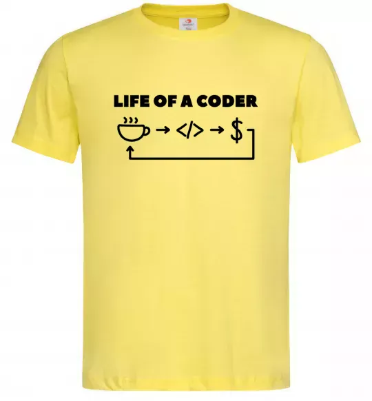 Мужская футболка Life of a coder Лимонный фото