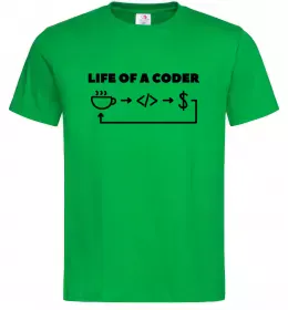 Мужская футболка Life of a coder Зеленый фото