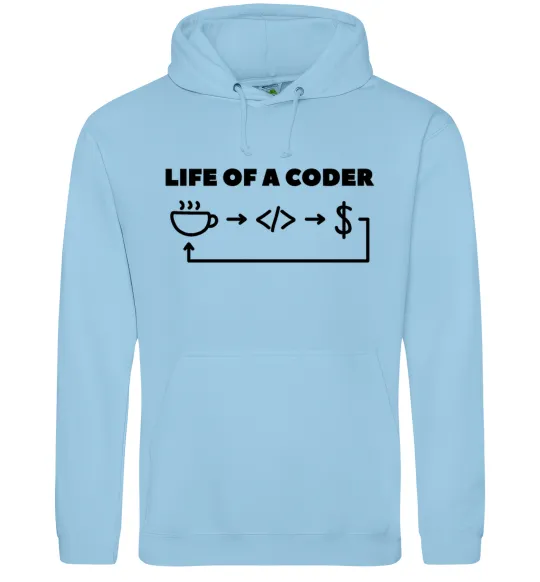Женская толстовка (худи) Life of a coder Голубой фото