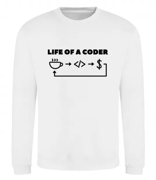 Свитшот Life of a coder Белый фото